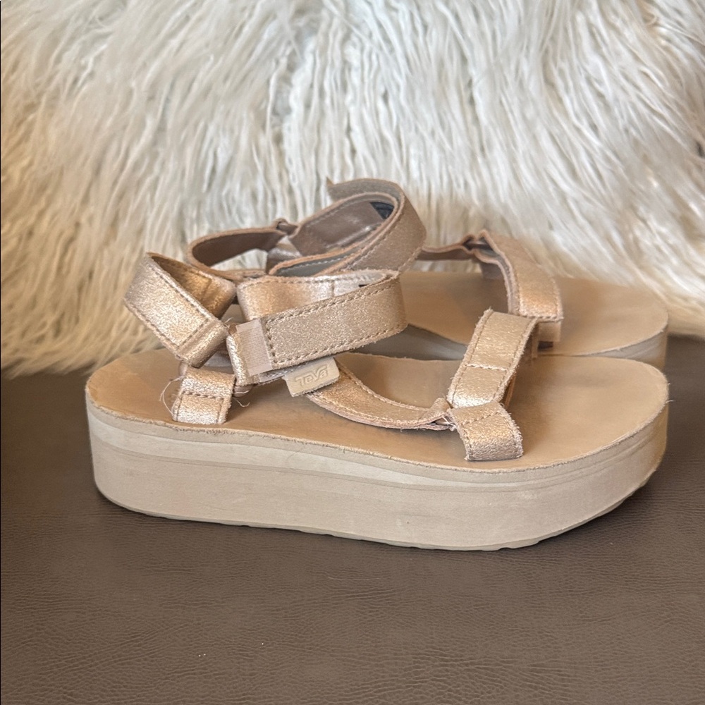Teva Women's Platform Sandals in Metallic Beige